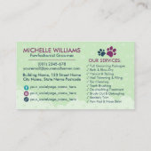 ペットグルーミングスタジオ – トリマーサービス 名刺 (裏面)