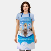 ペットグルーミングネービーブルーバブルドッグスキャッツスパ エプロン (着用した状態)