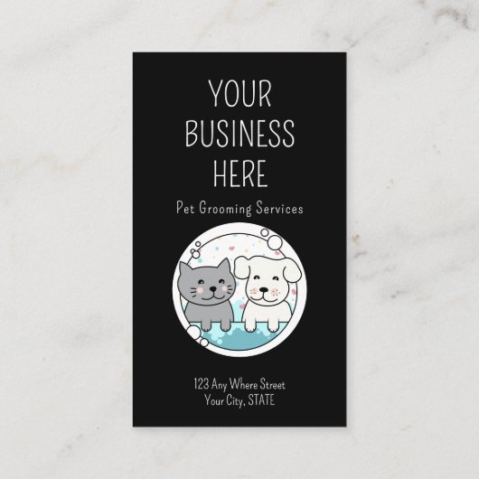 ペットグルーミングバルーンドピンクロイヤリティ 名刺 (裏面)