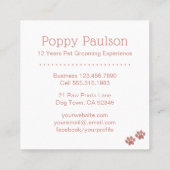 ペットグルーミングビジネスばら色の金ゴールドの足のプリント スクエア名刺 (裏面)