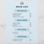 ペットグルーミング写真QRコードブルーフライヤー チラシ (裏面)