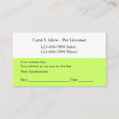 ペットグルーミング名刺 予約カード (裏面)