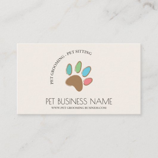 ペットグルーミング座りドッグキャットポー 名刺 (正面)