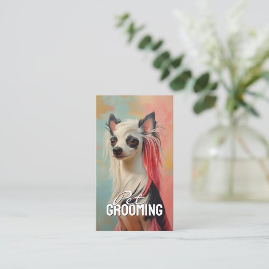 ペットグルーミング気に中国のポートレート 名刺 (スタンド正面)