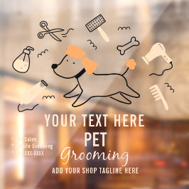 ペットグルーミング用品のビジネスフロントをパーソナライズ ウィンドウサイン