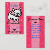 ペットグルーミング.獣医クリニック。ドッグアポイントメント 予約カード (正面/裏面)