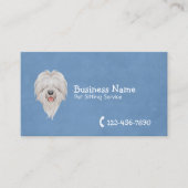 ペットケアかわいい犬プレーン青ペットシッター 名刺 (正面)