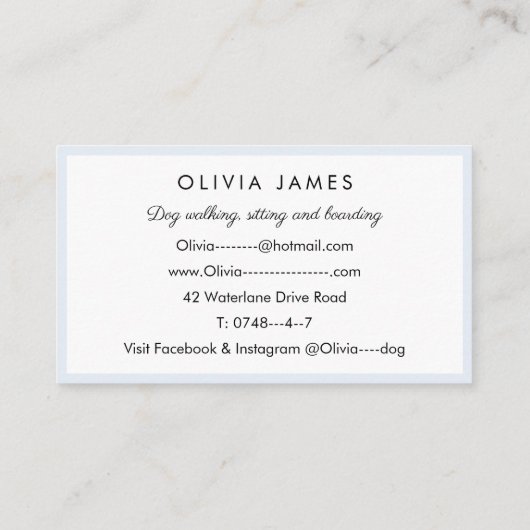 ペットケアに搭乗するドッグウォーカー犬の着座犬 名刺 (裏面)