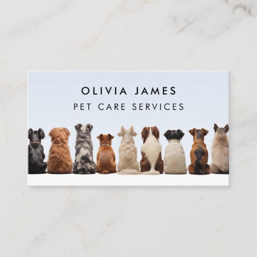 ペットケアに搭乗するドッグウォーカー犬の着座犬 名刺 (正面)