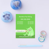 ペットケアのチラシ - ネコをなでる 緑 チラシ (シングル)