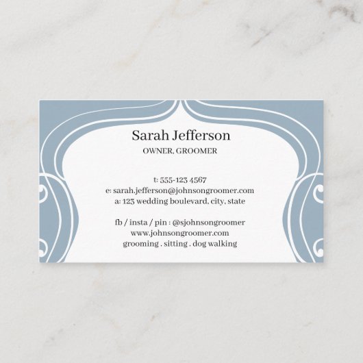 ペットケアウォーター色の犬は埃っぽい青を作る 名刺 (裏面)