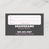 ペットケアグルーミングギフト証明書名刺 名刺 (裏面)