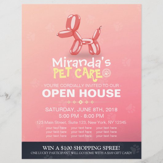 ペットケアグルーミングショップオープンハウスキュートドッグバルーン チラシ (正面)