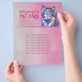 ペットケアグルーミング座って愛らしい漫画の犬 チラシ (手)