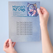 ペットケアグルーミング座って愛らしい漫画の犬 チラシ (手)