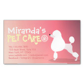 ペットケアグルーミング座って愛らしい漫画の犬 マグネット名刺 (正面)