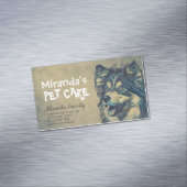 ペットケアグルーミング座って愛らしい漫画の犬 マグネット名刺 (インサイチュ)