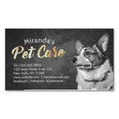 ペットケアグルーミング座ってB&Wドッグオイル塗装 マグネット名刺 (正面)