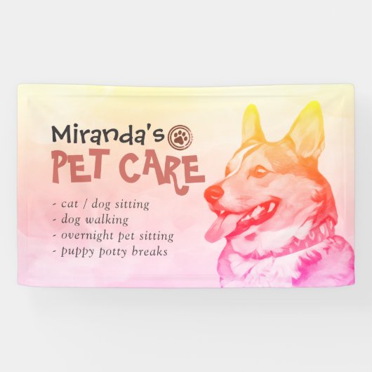 ペットケアグルーミング着座入浴サロンコルギドッグ 横断幕 (横)