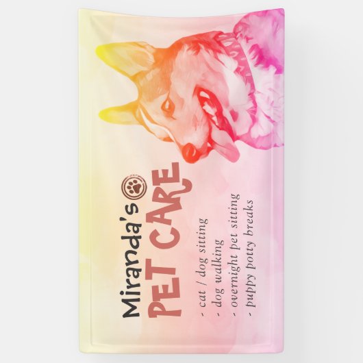 ペットケアグルーミング着座入浴サロンコルギドッグ 横断幕 (縦)