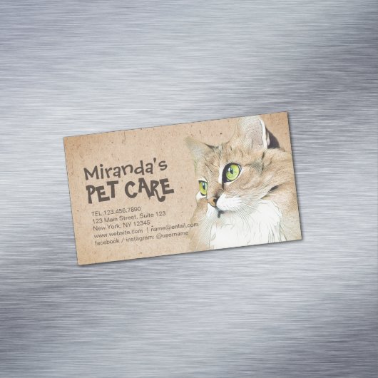 ペットケアグルーミング着座入浴ペット美しいサロン マグネット名刺 (インサイチュ)