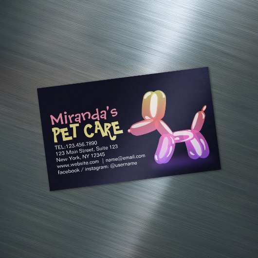 ペットケアグルーミング着座可愛い犬バルーン マグネット名刺
