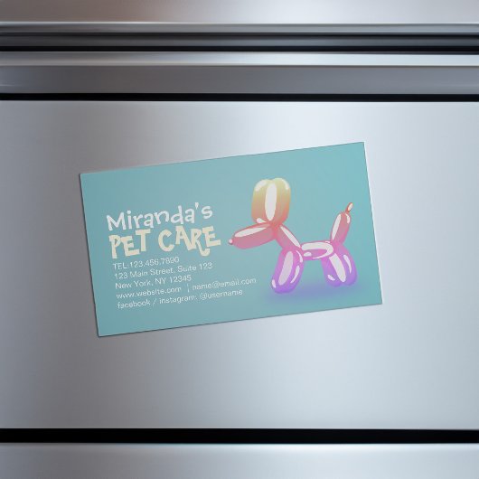 ペットケアグルーミング着座可愛い犬バルーン マグネット名刺