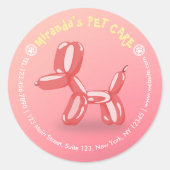 ペットケアグルーミング着座可愛い犬バルーン ラウンドシール (正面)