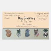 ペットケアサービス及び犬グルーミング 長方形シール (正面)