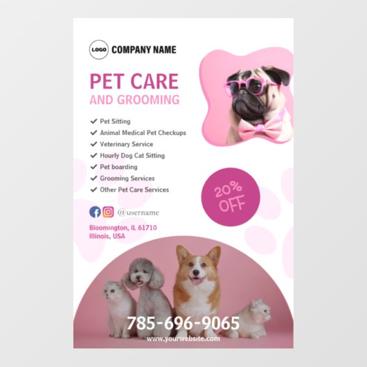 ペットケアサービス編集可能ウィンドウの固定 ウィンドウサイン (シート)