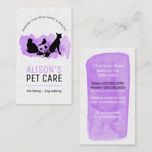 ペットケアサービス/座るサービス/ペットショップ  名刺 (正面/裏面)