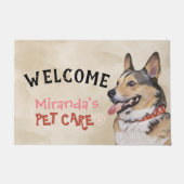 ペットケアシッティンググルーミングドッグ美しいサロン歓迎 ドアマット (正面)