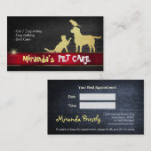 ペットケアドッグキャットバードシルエット赤&金ゴールドメタル 予約カード (正面/裏面)