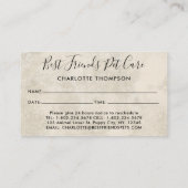 ペットケアドッグキャットビーズシッター水彩色 予約カード (裏面)