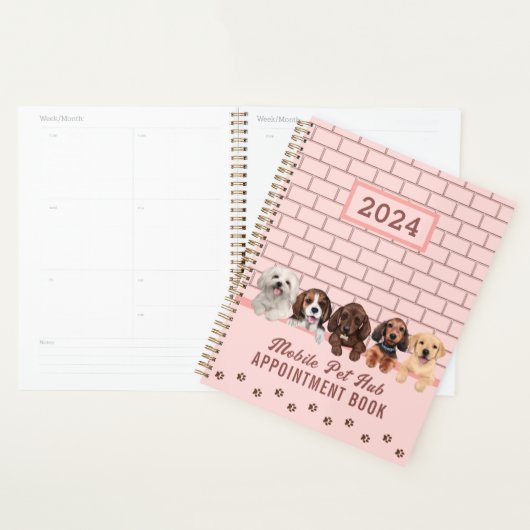 ペットケアドッググルーミング赤面ピンクアポイントメント日記 プランナー手帳 (ディスプレー)