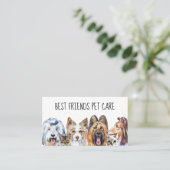 ペットケアドッグトリマーキャットペットシッターかわいい子犬 名刺 (スタンド正面)