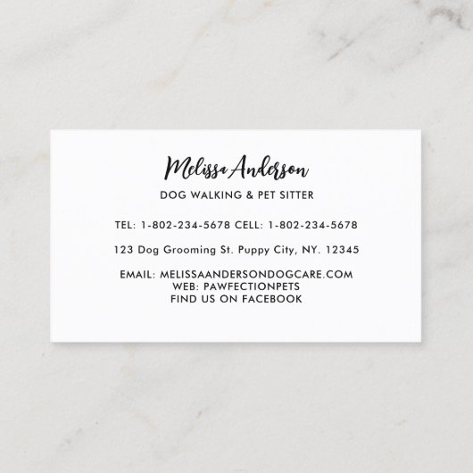 ペットケアドッグラブラドールリトリエバーウォーターカラーアート 名刺 (裏面)