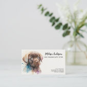 ペットケアドッグラブラドールリトリエバーウォーターカラーアート 名刺 (スタンド正面)