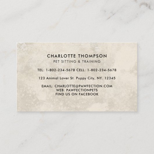 ペットケアドッグ猫馬の動物ボホウォーターの色 名刺 (裏面)