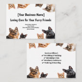 ペットケアビジネスカード – かわいいペットのフレーム 名刺 (正面/裏面)