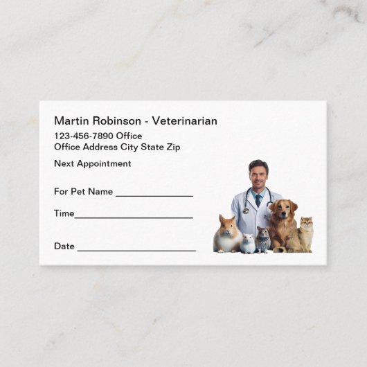 ペットケアベテリアンアポイントメント名刺 予約カード (正面)