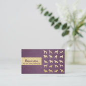 ペットケアモダンパープル&金ゴールドドッグシルエット 名刺 (スタンド正面)