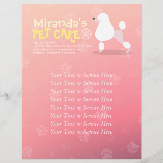 ペットケア座って愛らしい漫画の犬イラストレーション チラシ (正面)