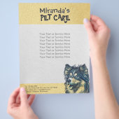 ペットケア座って愛らしい漫画の犬イラストレーション チラシ (手)