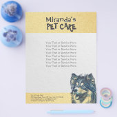 ペットケア座って愛らしい漫画の犬イラストレーション チラシ (シングル)