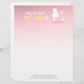 ペットケア座って愛らしい漫画の犬イラストレーション レターヘッド (正面/裏面)