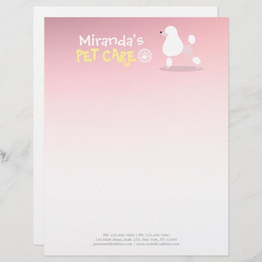 ペットケア座って愛らしい漫画の犬イラストレーション レターヘッド (正面/裏面)