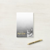 ペットケア座って白黒犬の油絵 ポストイット (デスク上)