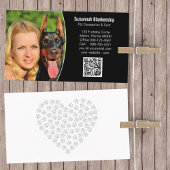 ペットケア白黒カスタムQRコードと写真 名刺