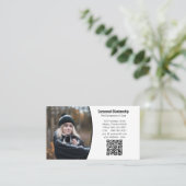 ペットケア白黒カスタムQRコードと写真 名刺 (スタンド正面)